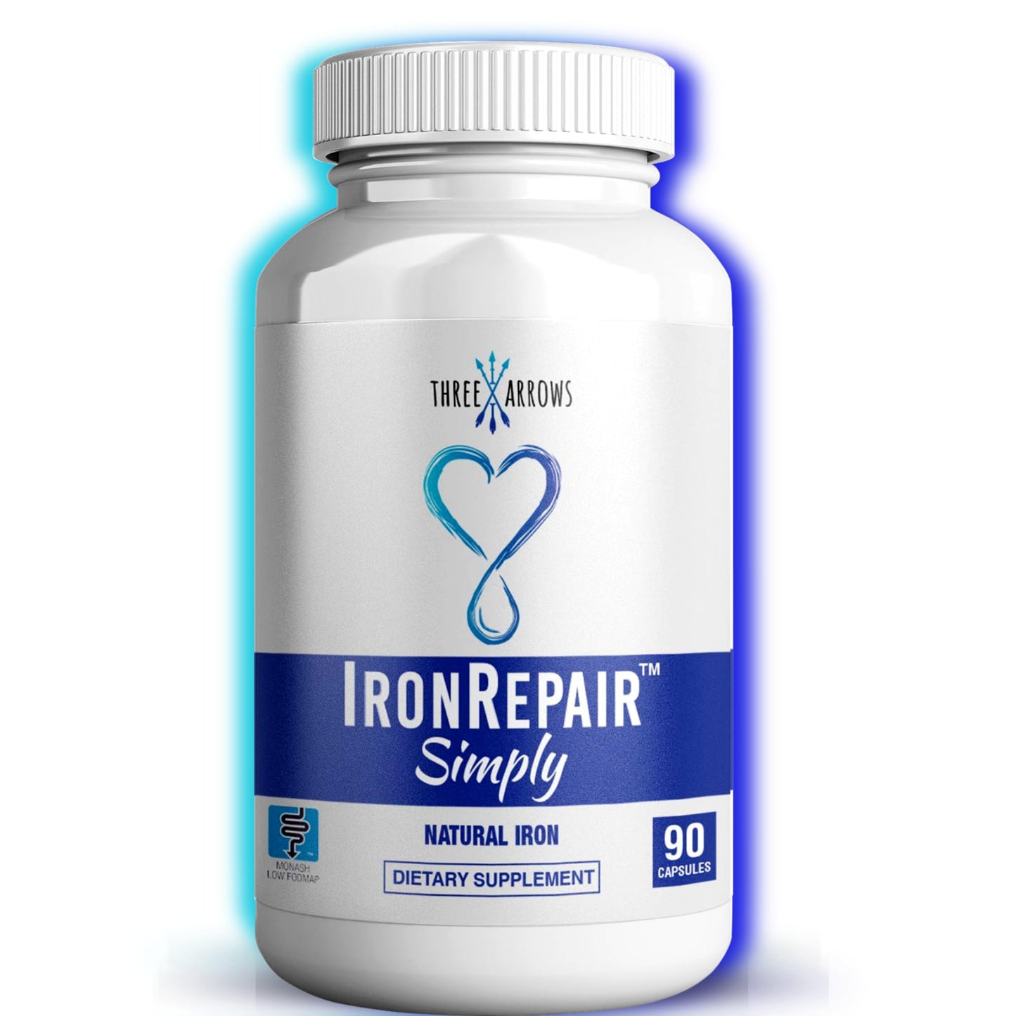 Iron Repair Simply Natural Iron Supplement, Best Absorption & Gentle on Stomach, Monash Low FODMAP, Raise Hemoglobin & Ferritin Iron Pills for Women, Men, Teens Three Arrows