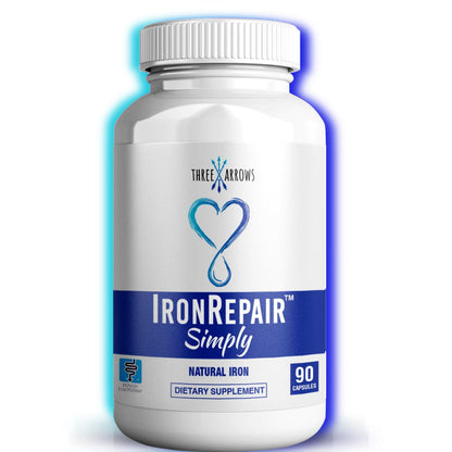 Iron Repair Simply Natural Iron Supplement, Best Absorption & Gentle on Stomach, Monash Low FODMAP, Raise Hemoglobin & Ferritin Iron Pills for Women, Men, Teens Three Arrows