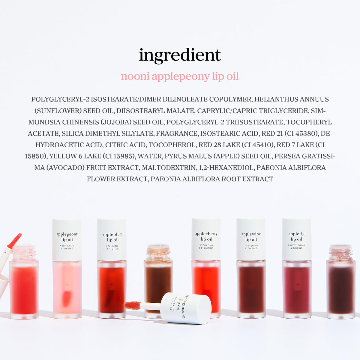 NOONI Korean Lip Oil - Applepeony - pH Color-Changing Plumping Lip Gloss NOONI