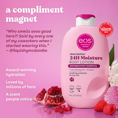 eos Shea Better 24H Moisture Body Lotion- Pomegranate Raspberry, 16 fl oz eos