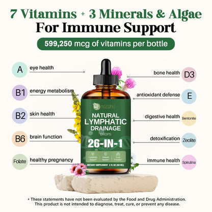 Migcopat 26-in-1 Liposomal Lymphatic Drainage Drops, Echinacea, Turmeric, Elderberry, Dandelion, Vitamins and Mullein Drops for Lungs, Lymphatic Migcopat