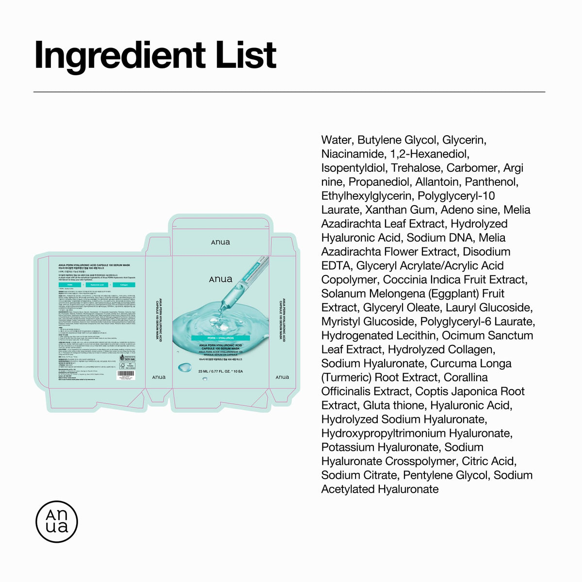 Anua PDRN Hyaluronic Acid Capsule 100 Serum Mask, 10ea ANUA