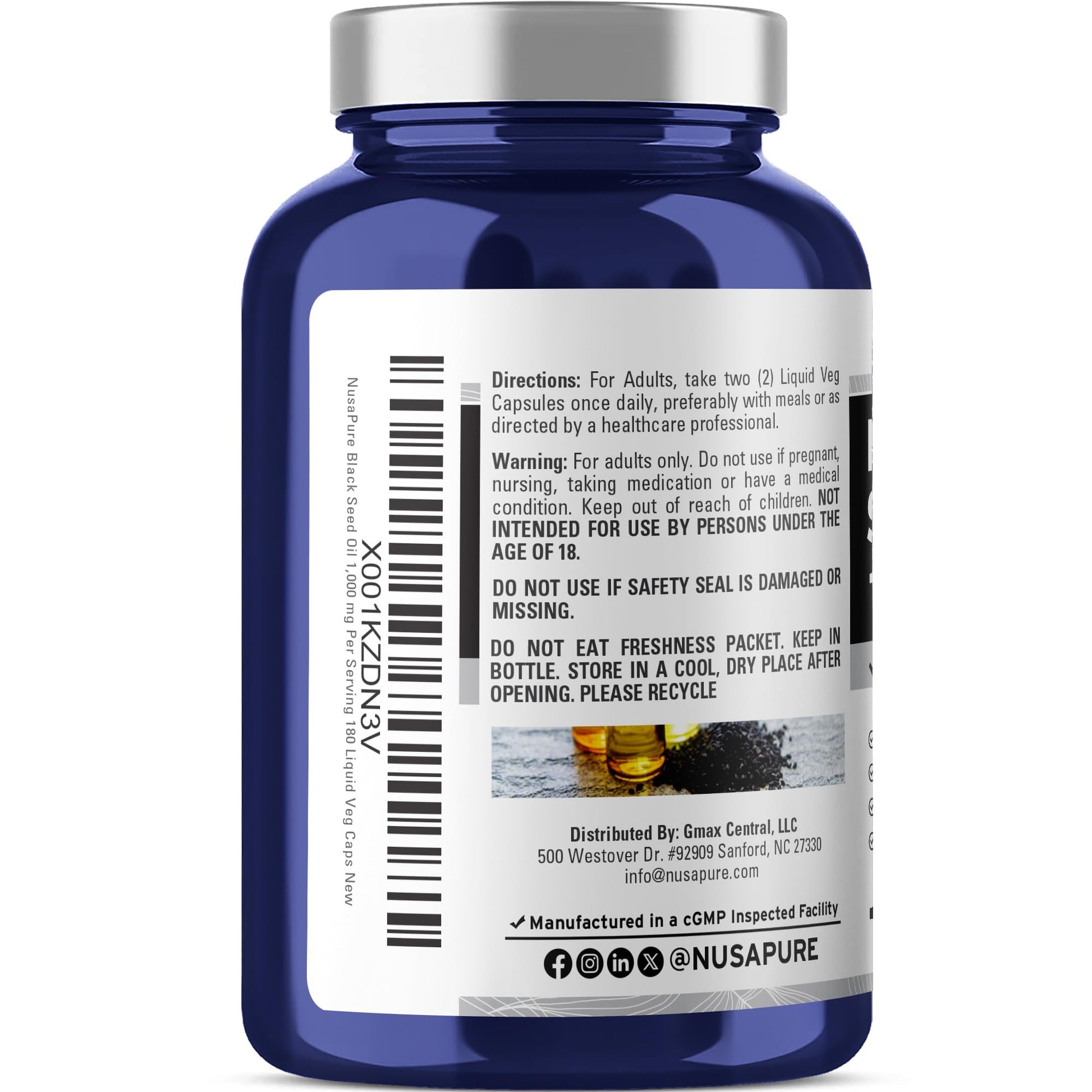 NusaPure Black Seed Oil 1,000 mg per Serving 180 Softgel Capsules (Non-GMO, Vegetarian & Vegan) Cold-Pressed Virgin Nigella Sativa. Hexane Free NusaPure buy australia supplements