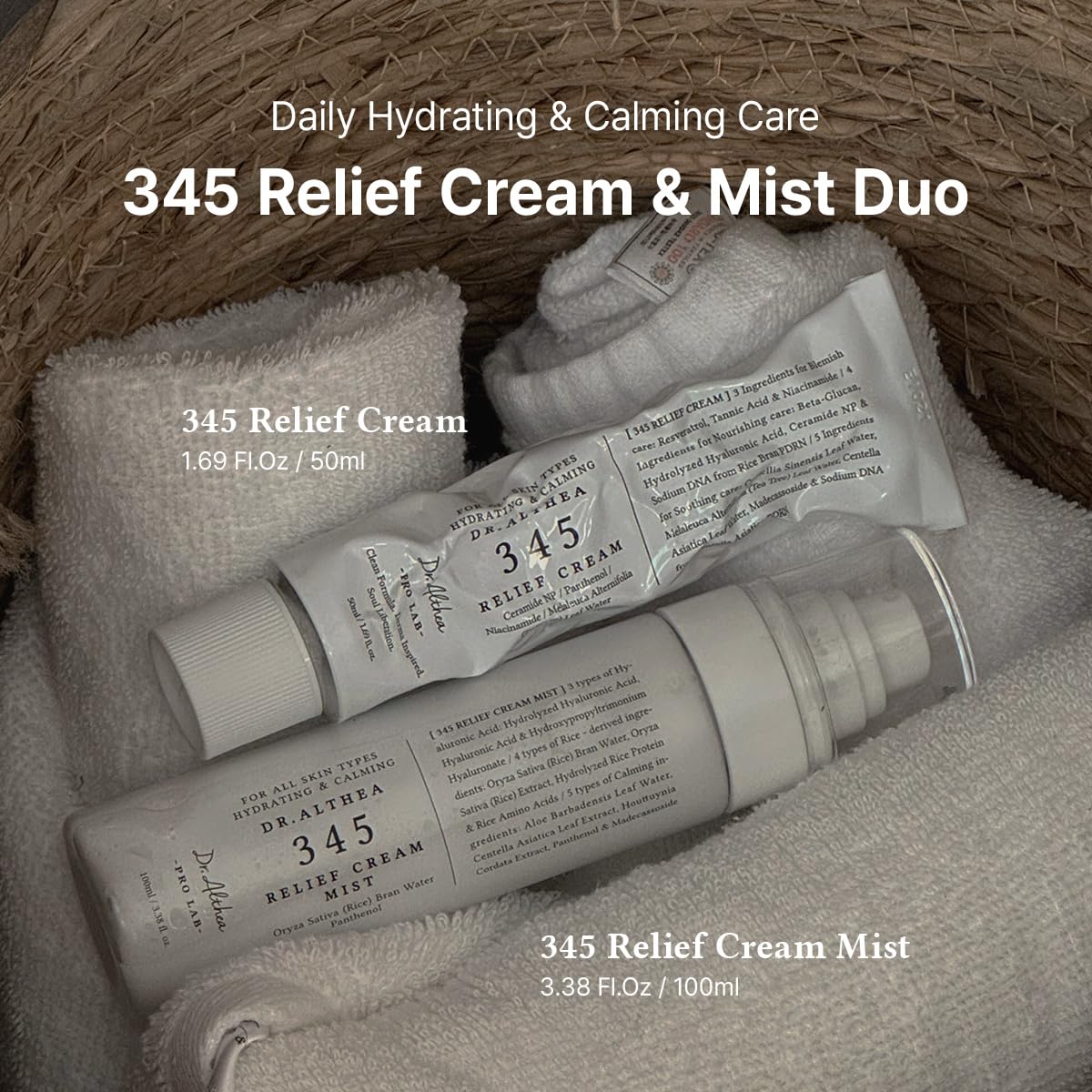 Dr.Althea 345 Relief Cream & Mist Duo, Korean Vegan Skin Care Set Dr.Althea