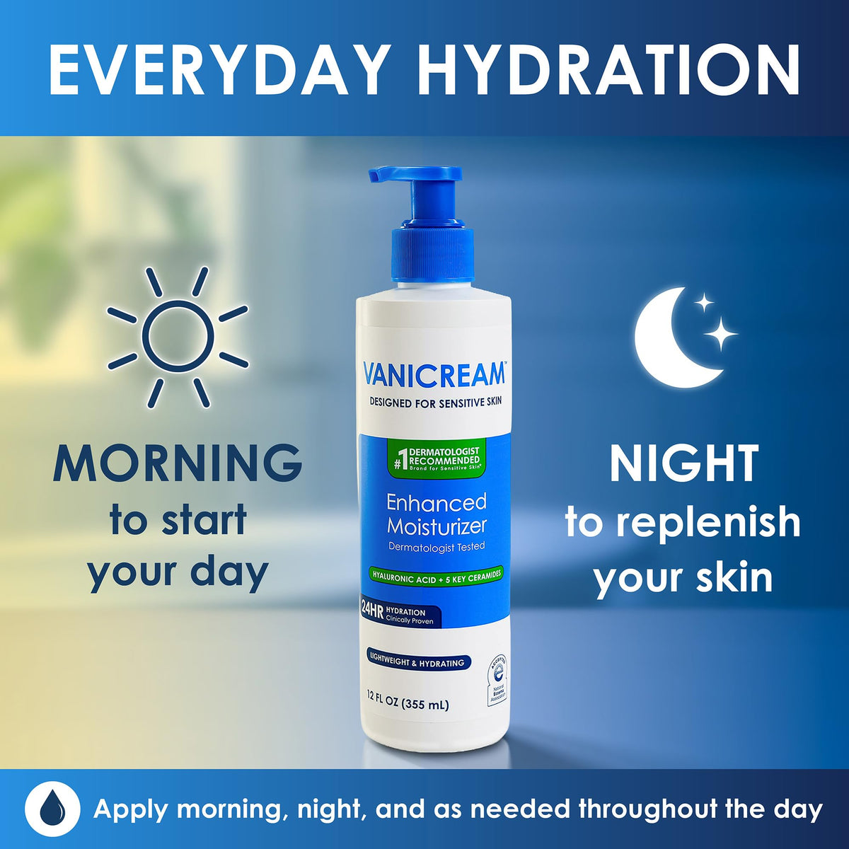 Vanicream Enhanced Moisturizer, Daily Body Lotion for Dry Skin, 12 Fl Oz Vanicream