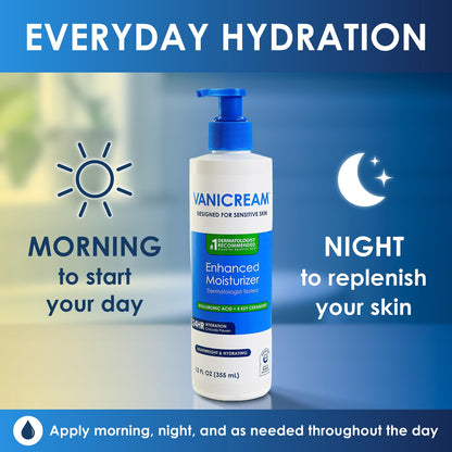 Vanicream Enhanced Moisturizer, Daily Body Lotion for Dry Skin, 12 Fl Oz Vanicream