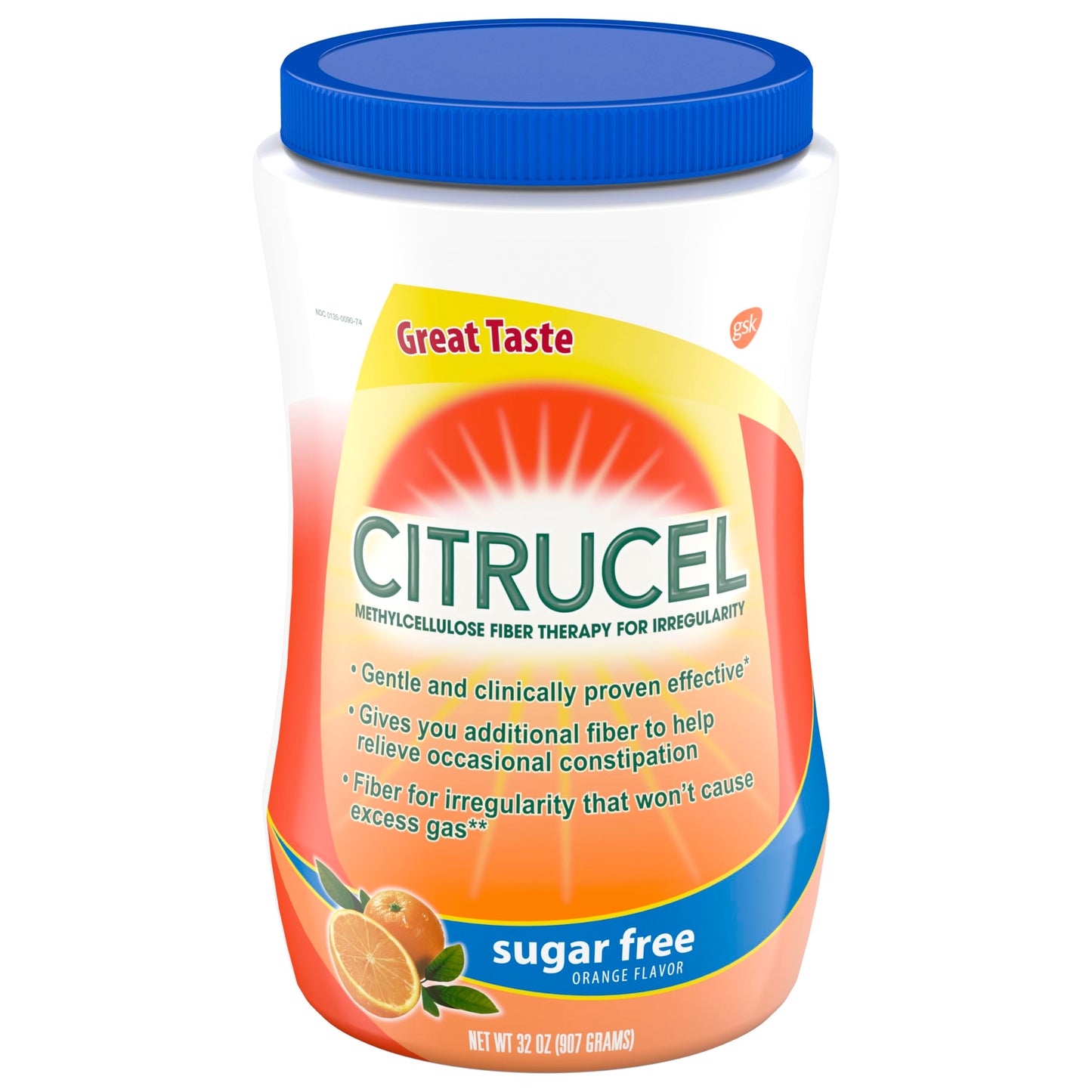 CITRUCEL Sugar Free Fiber Powder for Occasional Constipation Relief, Methylcellulose Fiber Powder, Orange Flavor - 32 Ounces CITRUCEL