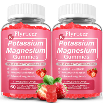 2 Pack Potassium Magnesium Gummies for Men & Women, Potassium Magnesium Supplement for Leg Cramps, Muscle Health, & Electrolyte Balance, Strawberry Flavor, 120 Gummies Flyrocer buy australia supplements