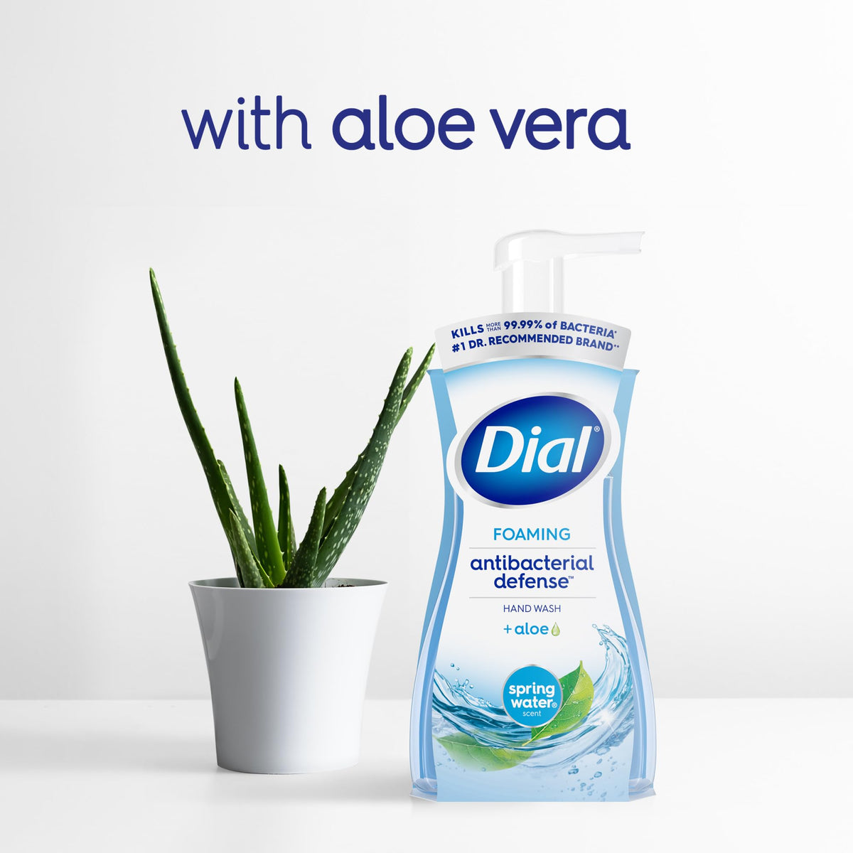Dial Antibacterial Defense Foaming Hand Soap + Aloe, Spring Water Scent, 30 Fl Oz Hand Soap Refill (4 Pack), Dermatologist-Tested, Gentle on Skin Dial