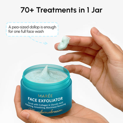 MAREE Face Exfoliator – Microdermabrasion Facial Scrub & Exfoliating Face Wash for Women – Collagen & Glycolic Acid – Gentle Scrub and Exfoliant MAREE