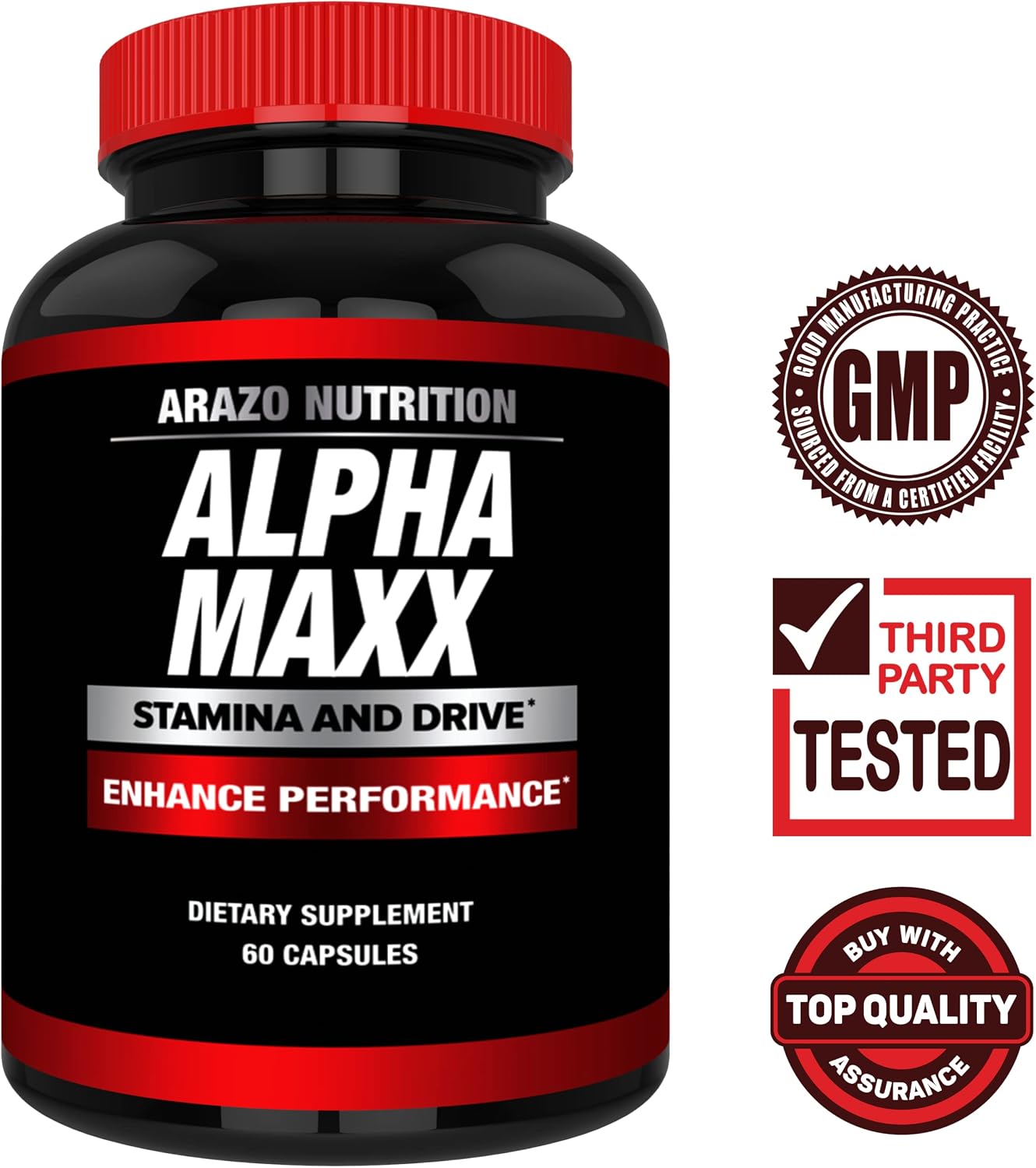 Arazo Nutrition Alphamaxx Health Supplement - Ginseng, Muira Puama, Tribulus Terrestris - 60 Herbal Pill Gsupps Australia