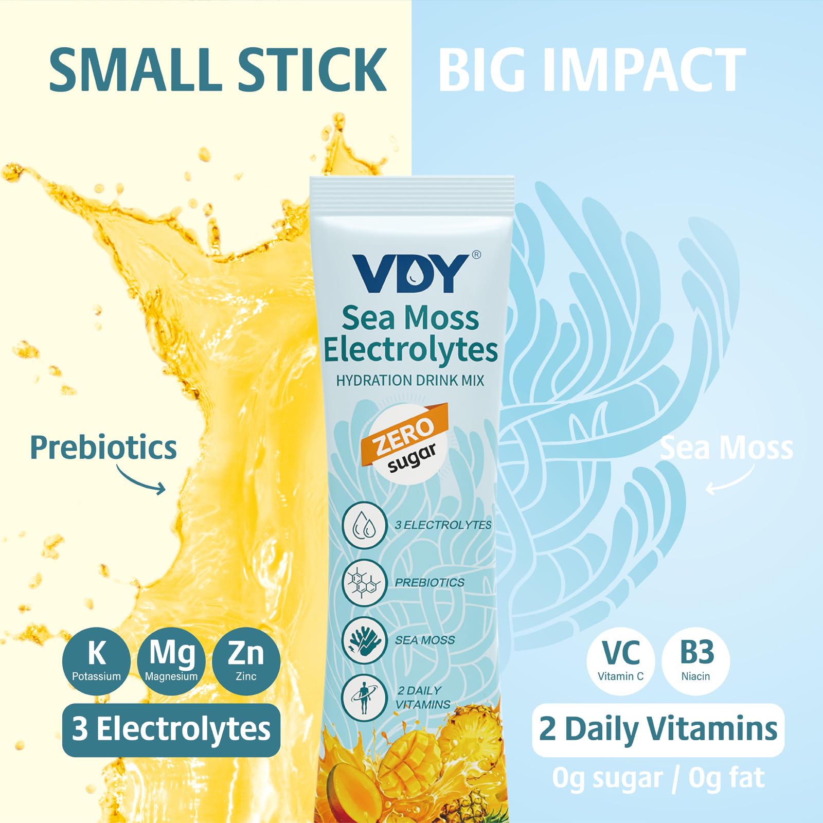 VDY Sea Moss Electrolytes Powder Packets - Hydration Packets Sugar Free - Electrolyte Packets with 30 Sticks - Zero Sugar & 0 Calorie - Keto Friendly VDY buy australia supplements