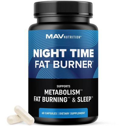 Night Time Fat Burner for Weight Loss Support & Sleep Aid | Appetite Suppressant, Carb Blocker, Nighttime Metabolism Booster for Stomach Fat Burner MAV NUTRITION