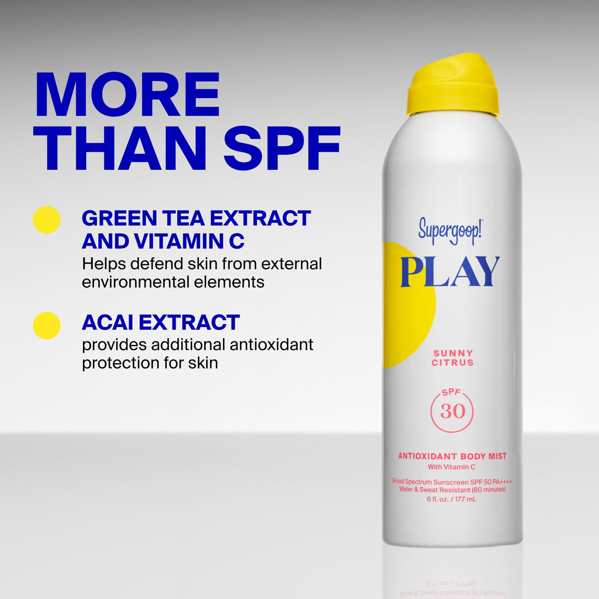 Supergoop! PLAY Body Mist Sunscreen SPF 50 PA++++, Sunny Citrus, 6oz Supergoop!