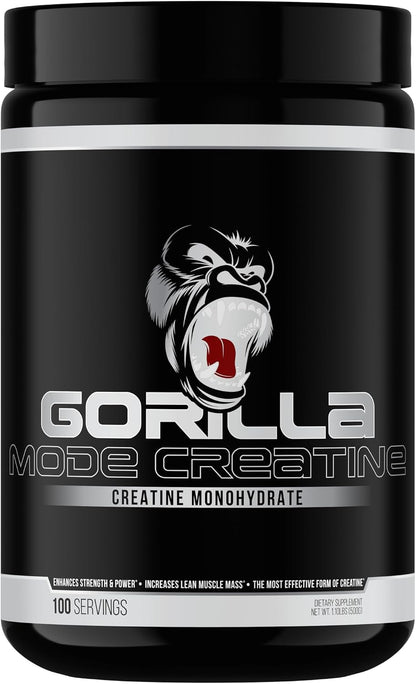 Gorilla Mode Creatine Monohydrate Micronized Powder & Pre Workout (Pink Lemonade)- Massive Pumps | Laser Focus Energy | Improved Muscle Size | Power Output and Strength