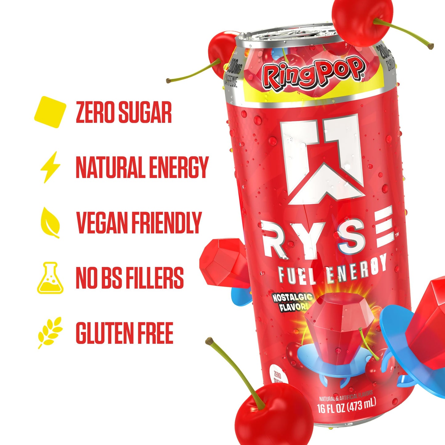 RYSE Fuel Energy Drink - Variety Pack - Sugar Free, Gluten Free & Vegan - 200mg Natural Caffeine, Taurine & Choline for Focus & Energy - No Artificial Colors - 16 fl oz Cans (12-Pack)