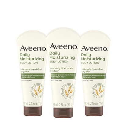 Aveeno Daily Moisturizing Body Lotion, Fragrance-Free, 2.5 fl. oz, 3 Pack Aveeno