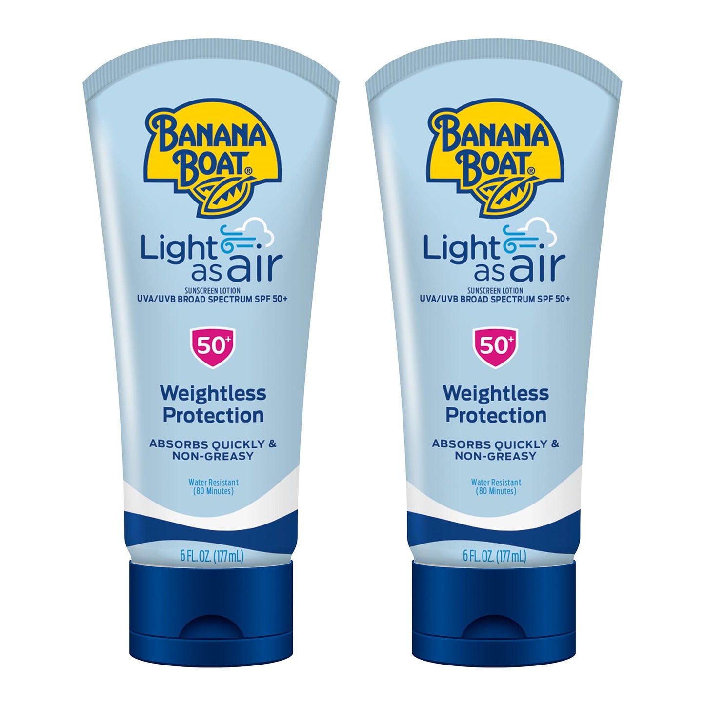 Banana Boat Light As Air Sunscreen Lotion SPF 50 Twin Pack | Lightweight & Non-Greasy Lotion Sunscreen SPF 50 Banana Boat