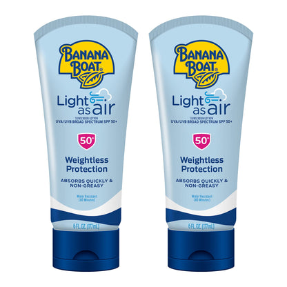 Banana Boat Light As Air Sunscreen Lotion SPF 50 Twin Pack | Lightweight & Non-Greasy Lotion Sunscreen SPF 50 Banana Boat