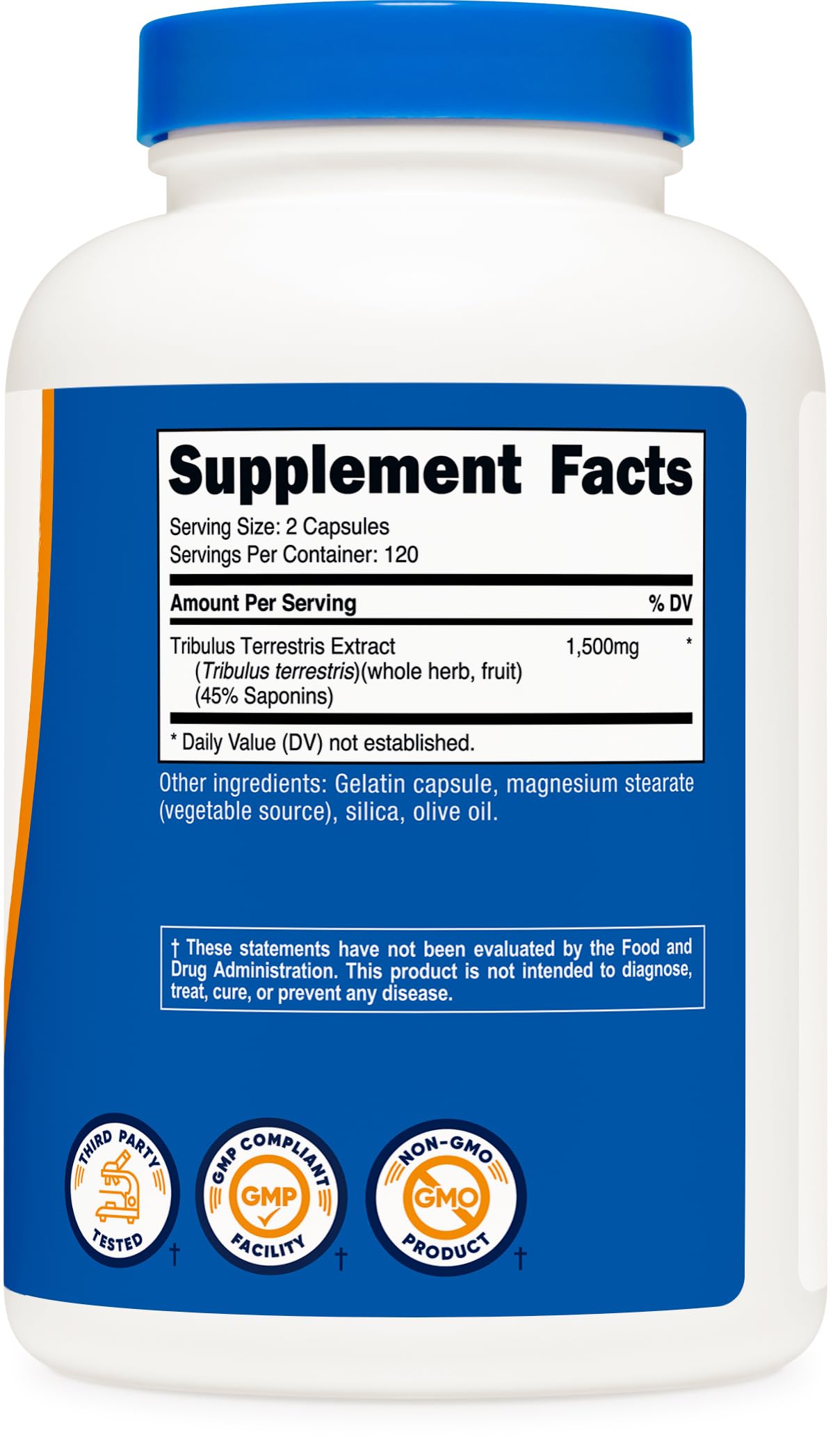 Nutricost Tribulus Terrestris Extract 1500mg, 240 Capsules - 45% Saponins, 120 Servings, Non-GMO, Gluten Free Nutricost