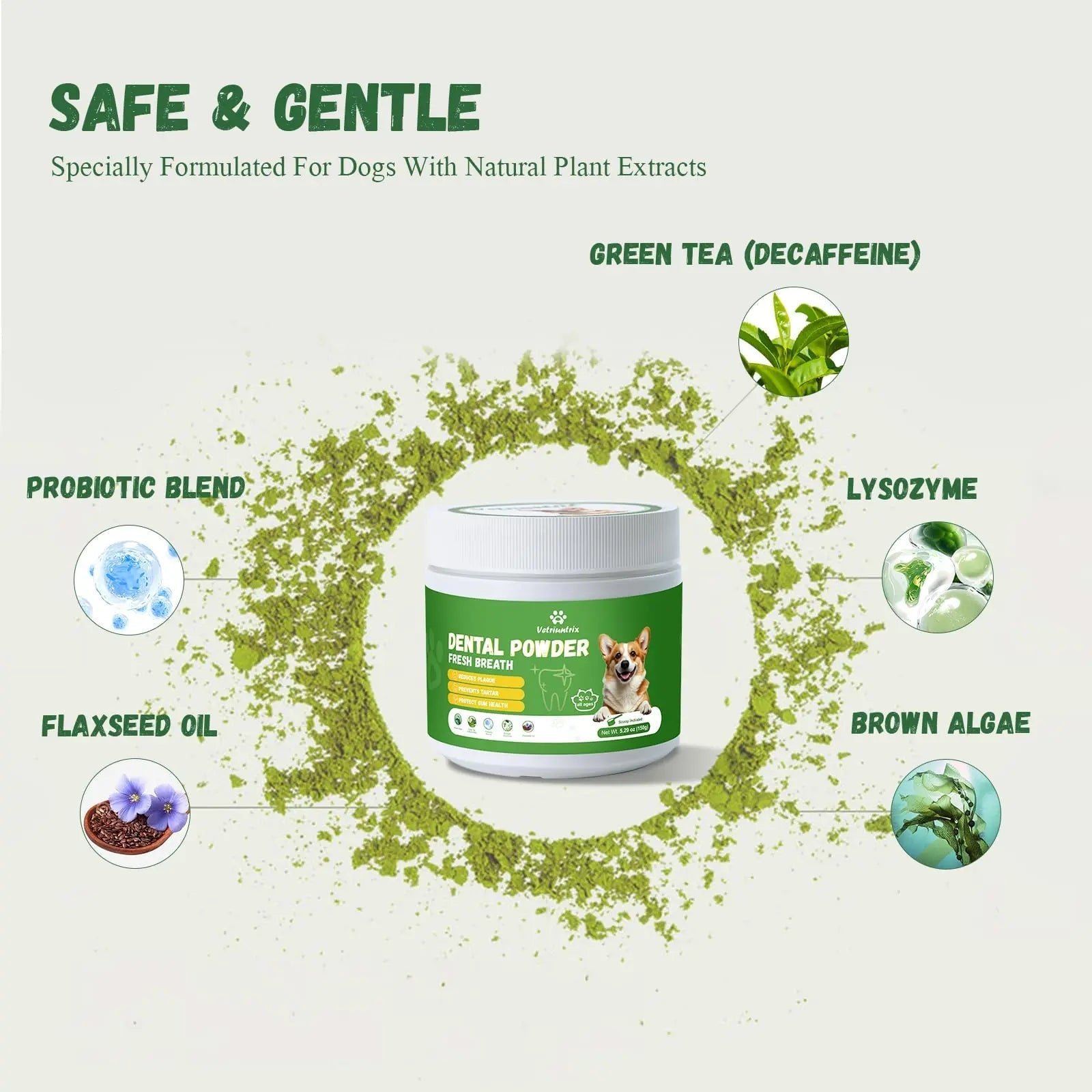 Vetriuntrix Dog Dental Powder, Dental Powder for Dogs Teeth Cleaning and Breath Fresh, Dog Teeth Cleaning Powder with Natural Plants Ingredients and Postbiotics, 200g Vetriuntrix buy australia supplements