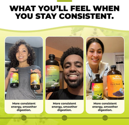 Serene Herbs Soursop Bitters Liquid & Black Seed Bundle – Organic Herbal Guanabana for Digestive Support & Immune Health – Vegan, Non-GMO – 32 oz (16 oz Each), (2 Pack)