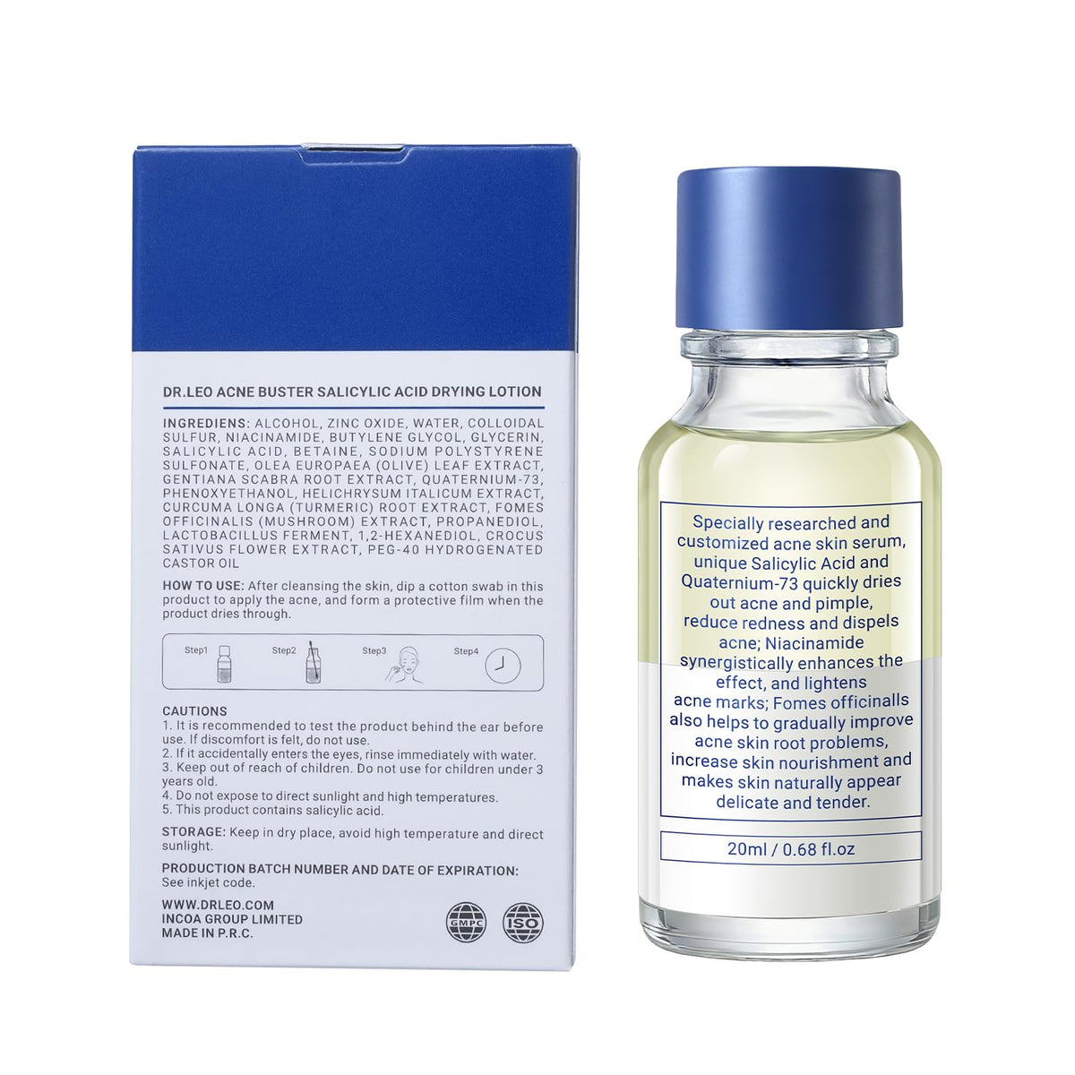 Dr.Leo 1.8% Salicylic Acid Acne Spot Treatment Drying Lotion, 0.34oz Dr.Leo