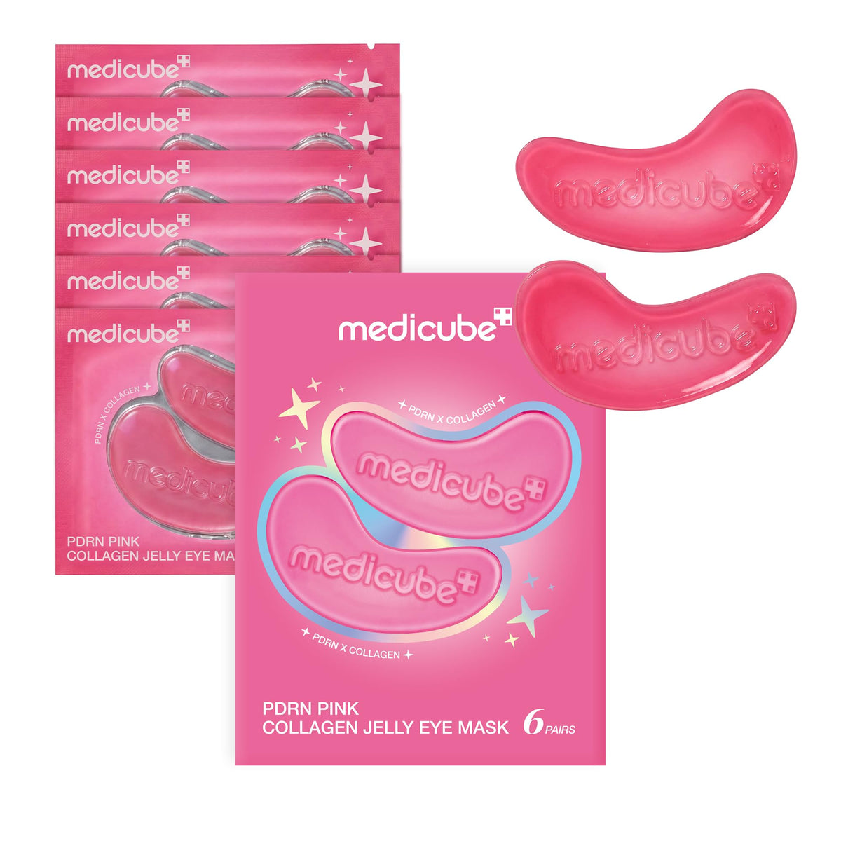 medicube Jelly Eye Mask PDRN Pink Collagen - Hydrogel Eye Patches, 6 Pairs medicube