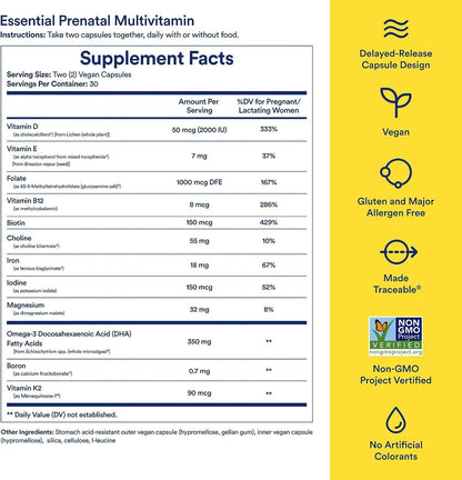 Ritual Prenatal Multivitamin and Probiotics for Women - Key Vitamins to Support Mom and Baby - Natalbiotic for Microbiome, Digestive, Vaginal Health - Folate, Choline - Vegan - Citrus - 30 Servings