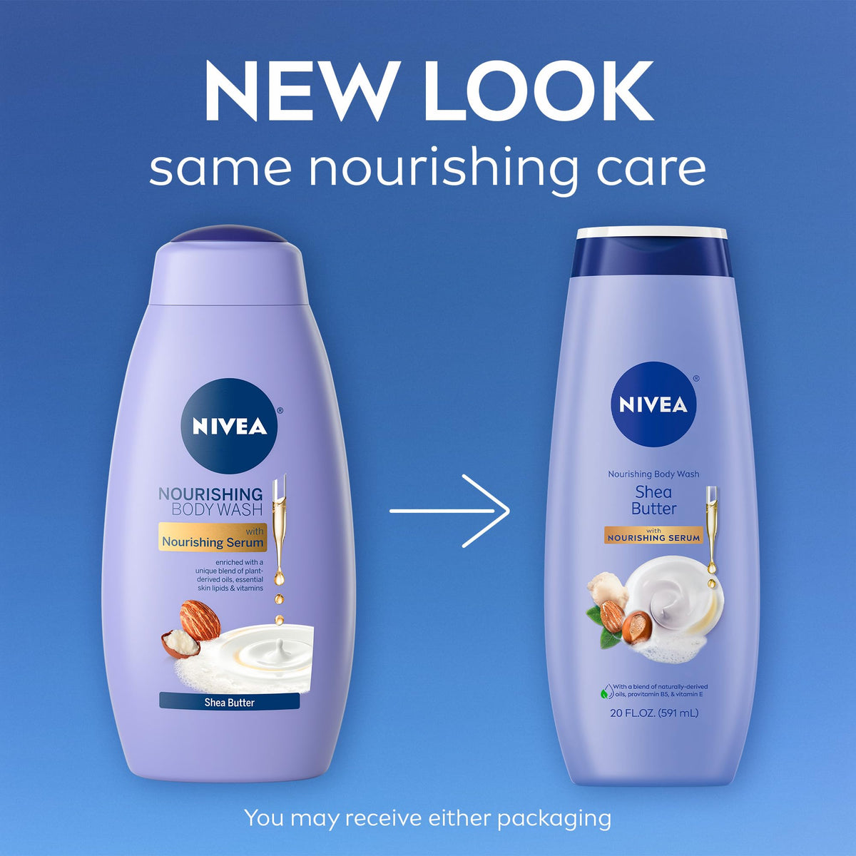 NIVEA Nourishing Shea Butter Body Wash, Nourishing Serum, 20 FL OZ NIVEA