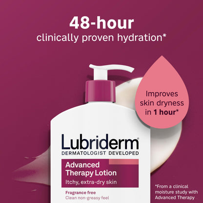 Lubriderm Advanced Therapy Hand & Body Lotion, Fragrance Free, 32 fl. oz Lubriderm