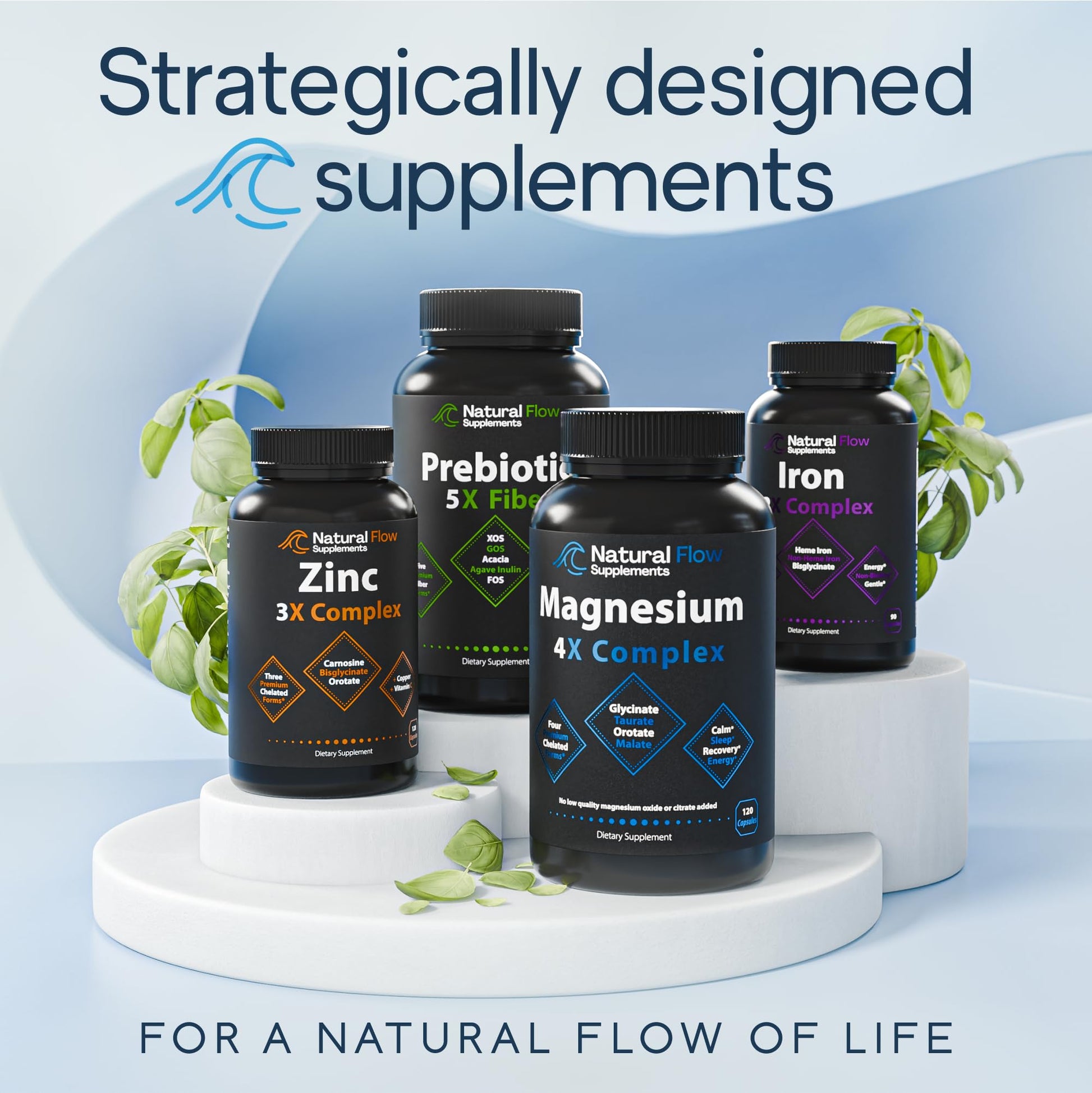 Natural Flow 4X Magnesium Supplement, Magnesium Glycinate, Taurate, Malate, Orotate Complex, Calm Sleep and Cramp Support Blend, No Mag Citrate or Oxide, 120 Capsules Natural Flow Supplements buy australia supplements