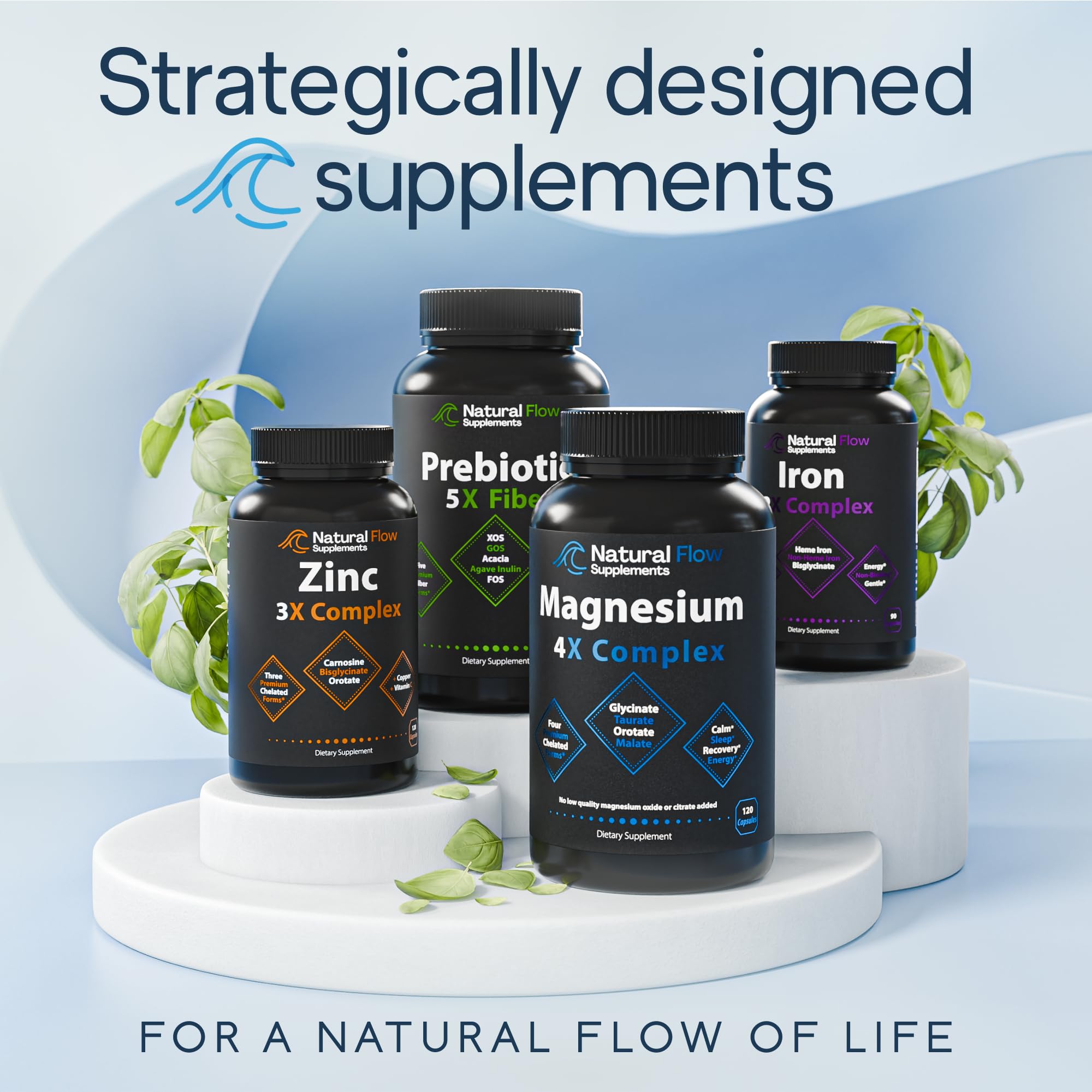 Natural Flow 4X Magnesium Supplement, Magnesium Glycinate, Taurate, Malate, Orotate Complex, Calm Sleep and Cramp Support Blend, No Mag Citrate or Oxide, 120 Capsules Natural Flow Supplements buy australia supplements
