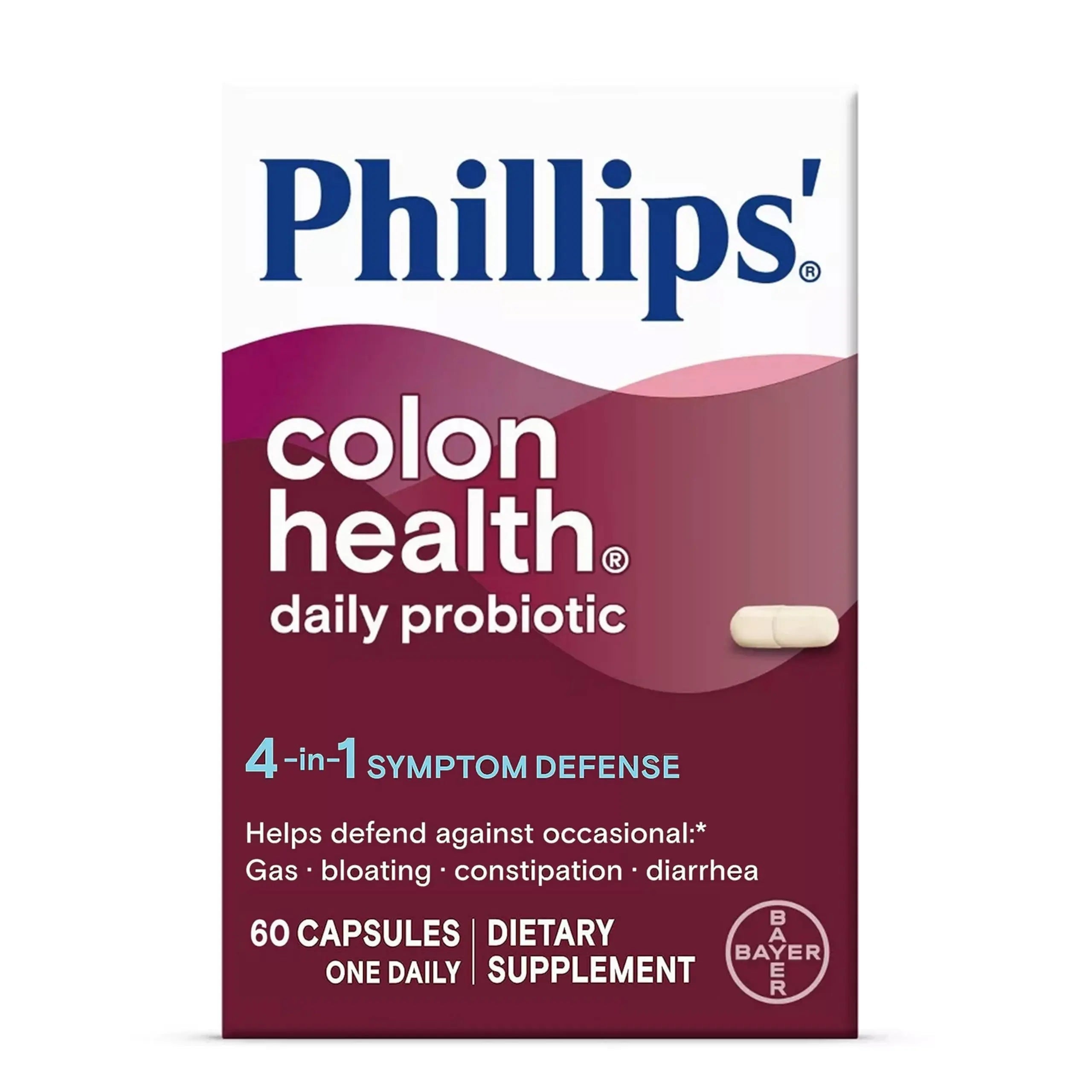 Phillips' Colon Health Daily Probiotic Capsules, 4-in-1 Symptom Defense to help defend against Occasional Gas, Bloating, Constipation, and Diarrhea, Daily Supplement, 60 Count Phillips' buy australia supplements