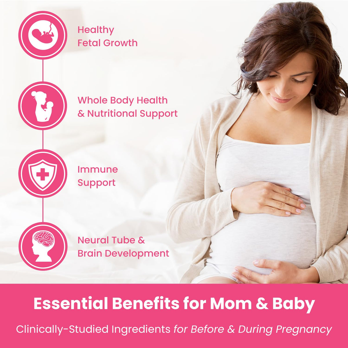 Prenatal Vitamin Gummies with DHA | Vegan Prenatal Vitamins for Women with Omega 3, Methylfolate, Choline & D3, Pregnancy Vitamins for Fetal Development Mother's Promise
