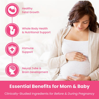 Prenatal Vitamin Gummies with DHA | Vegan Prenatal Vitamins for Women with Omega 3, Methylfolate, Choline & D3, Pregnancy Vitamins for Fetal Development Mother's Promise
