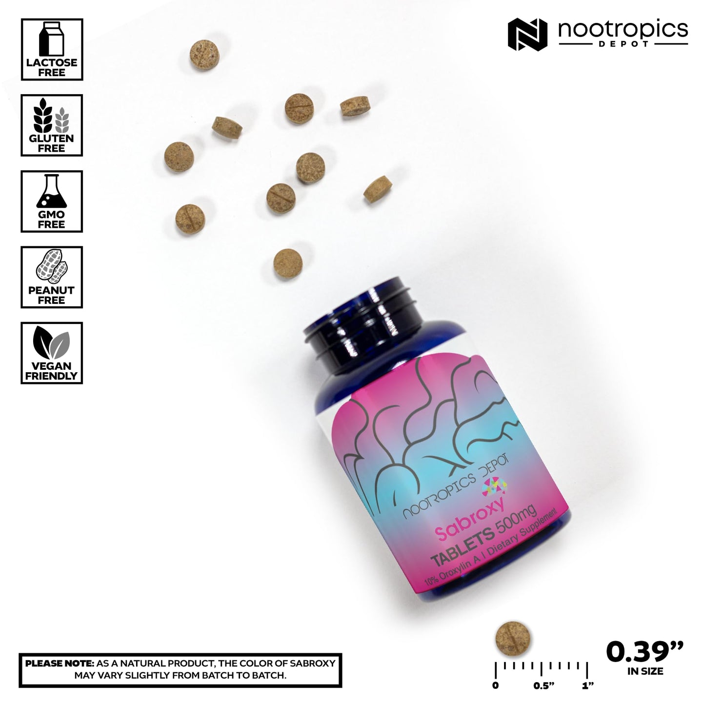 Nootropics Depot Sabroxy® Tablets | 100mg | 90 Count | Minimum 10% Oroxylin-A | Oroxylum indicum | May Help Promote Focus & Motivation | May Help Promote Cognitive Function