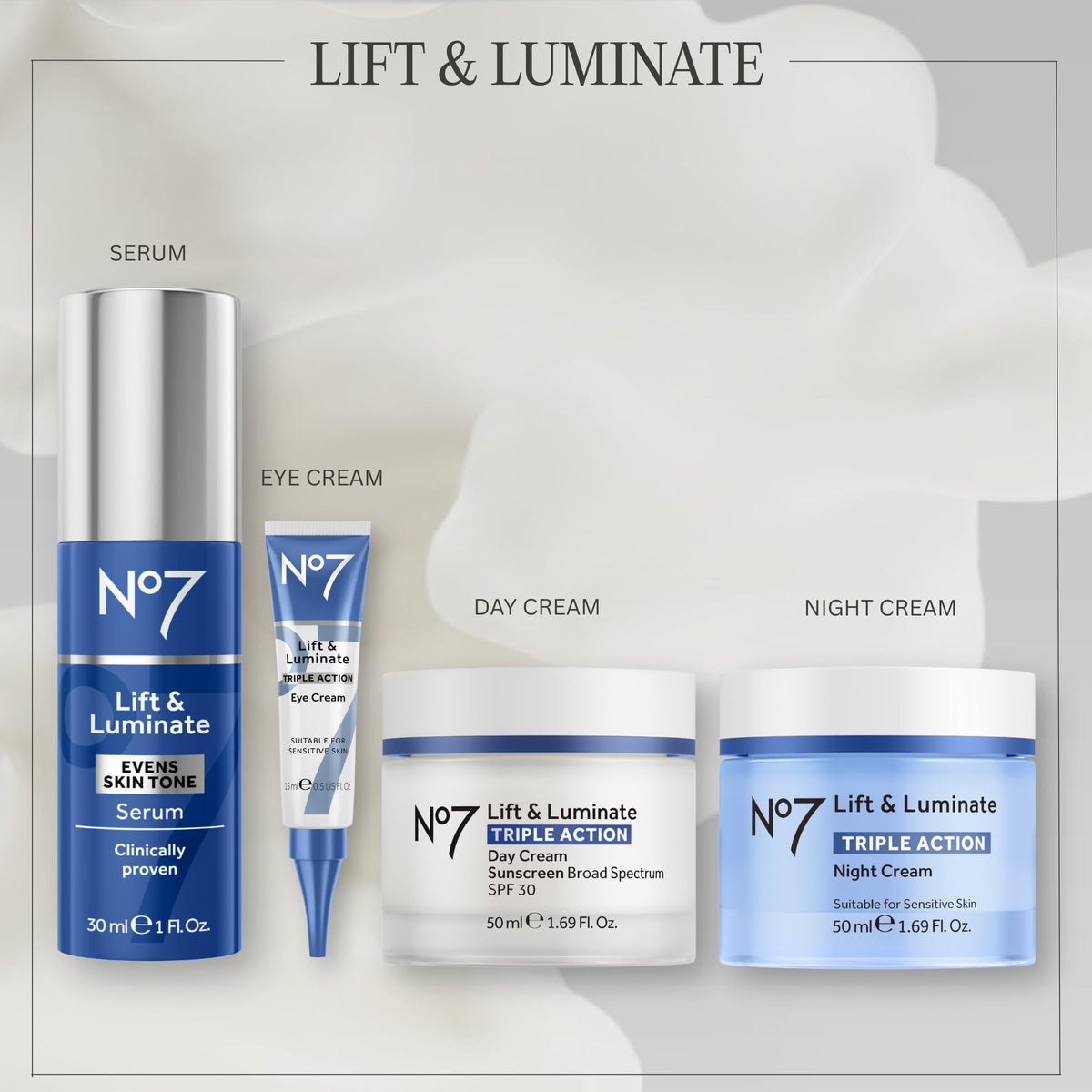 No7 Lift & Luminate Triple Action Under Eye Cream, 0.5 Oz No7