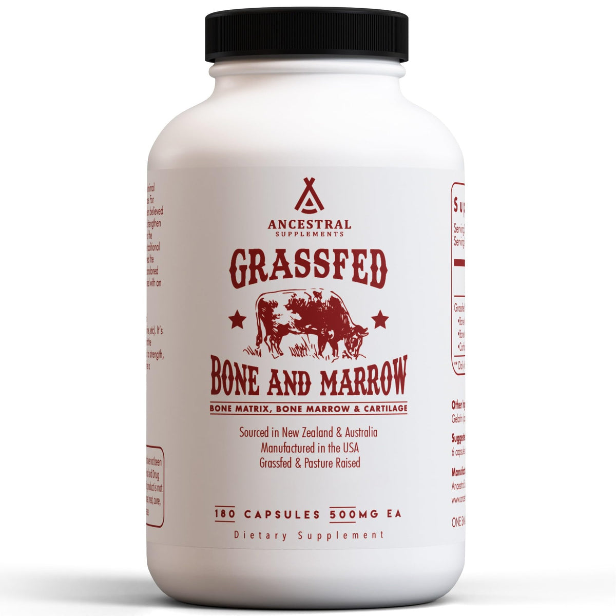 Ancestral Supplements Grass Fed Beef Bone and Marrow Supplement, 180 Ct Ancestral Supplements