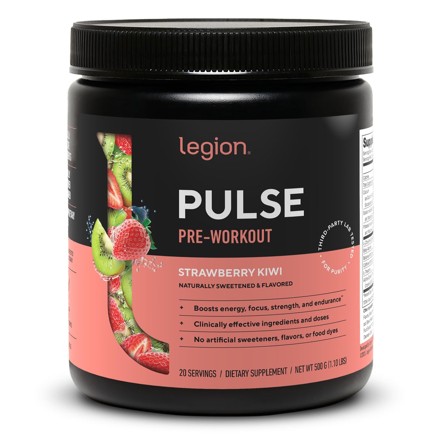 LEGION Pulse Pre Workout Supplement - All Natural Nitric Oxide Preworkout Drink to Boost Energy, Creatine Free, Naturally Sweetened, Beta Alanine, Citrulline, Alpha GPC (Fruit Punch)