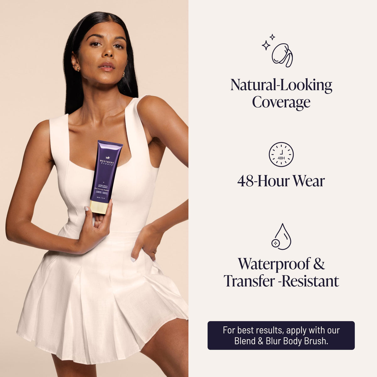 Westmore Beauty Body Coverage Perfector & Brush - Waterproof Leg Makeup- 2N Westmore Beauty