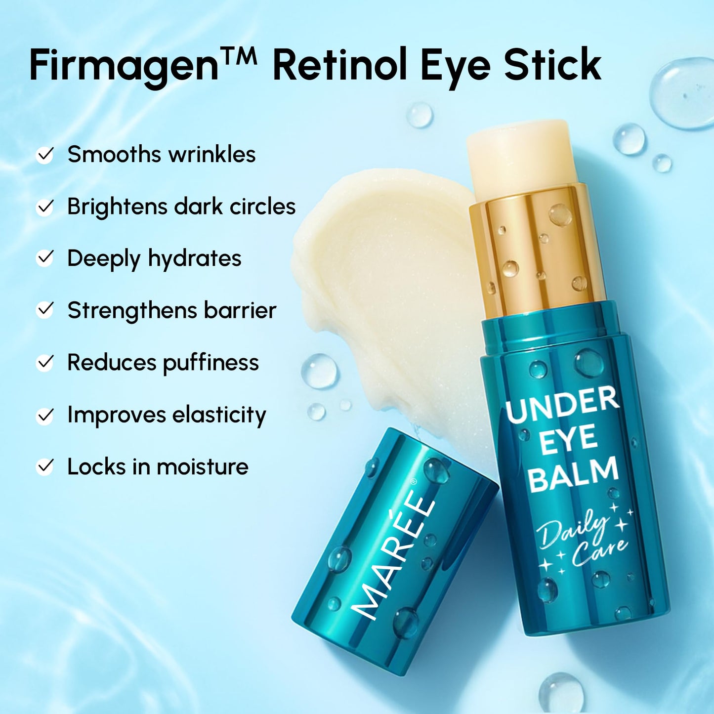 MAREE Under Eye Balm Stick with Retinol & Ceramide Complex – Facial Moisturizer for Dark Circles & Wrinkles MAREE