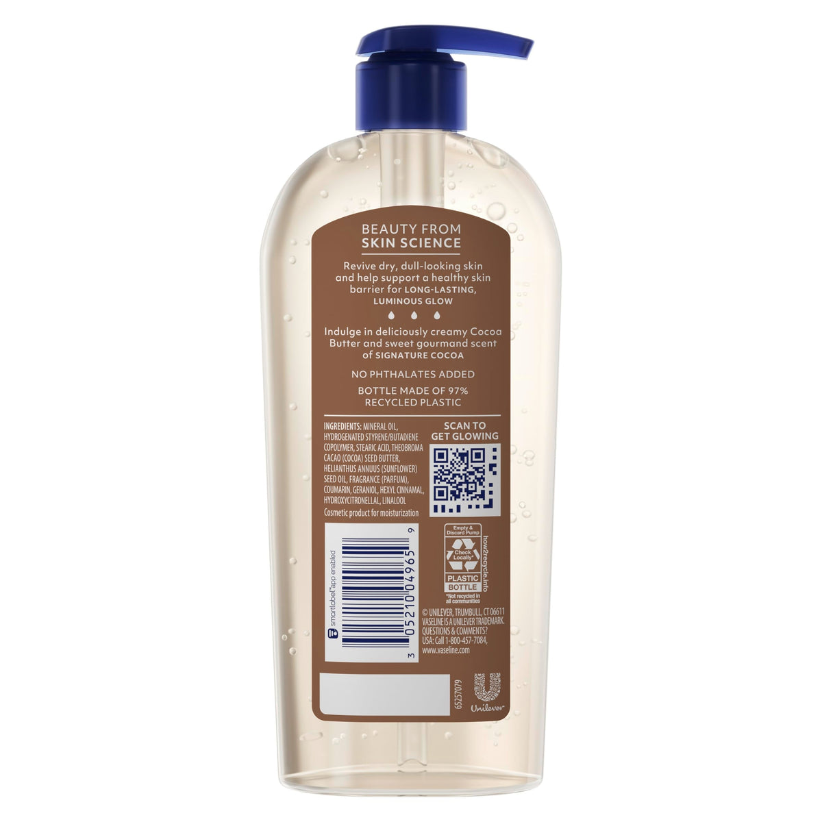 Vaseline Cocoa Radiant Body Gel Oil for Glowing Skin with Cocoa Butter 12oz Vaseline