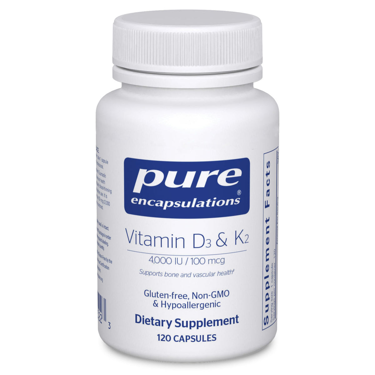 Pure Encapsulations Vitamin D3 & K2 - Bone & Vascular Health Support - Immune Function Support - Gluten Free - Non-GMO - 120 Capsules Pure Encapsulations
