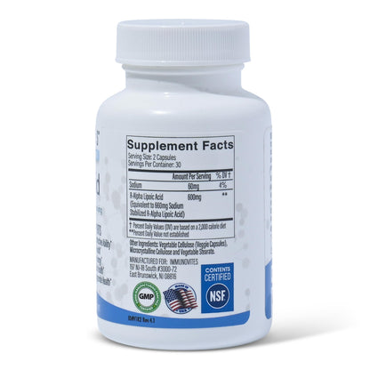 IMMUNOVITES Stabilized R-Alpha Lipoic Acid ((True)) 600mg per Serving [[High Potency & up to 40x Increased Absorption]] IMMUNOVITES