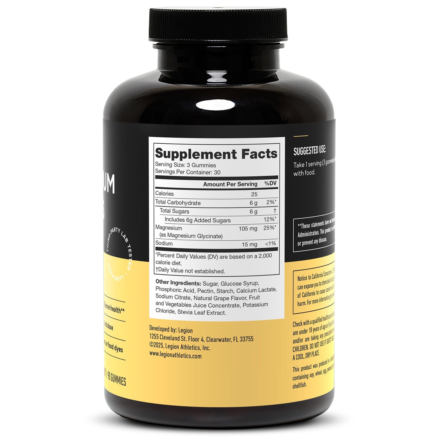 Legion Sucrosomial Magnesium Supplements - High Absorption Magnesium Supplement for Women & Men - Magnesium Mineral Supplements to Help Boost Athletic Performance & Overall Health - 120 Servings