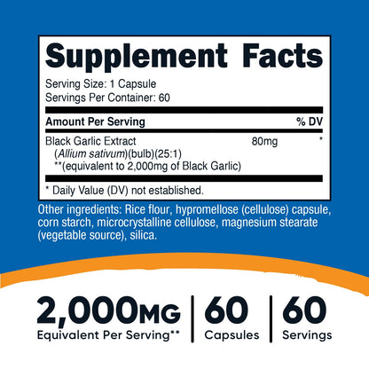 Nutricost Black Garlic Extract 60 Capsules for 60 Servings Per Bottle - Aged Black Garlic Extract, Vegan Nutricost