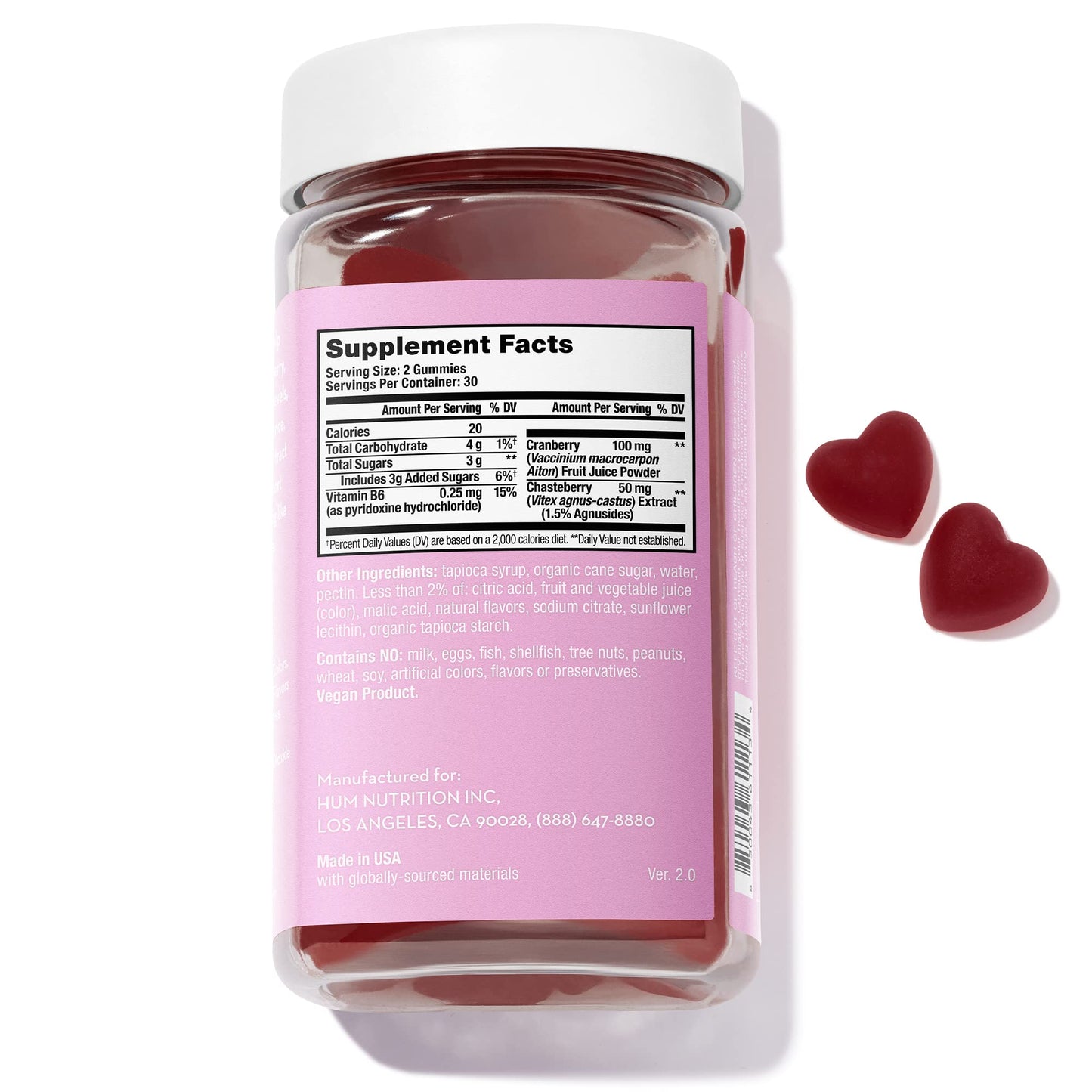 HUM Nutrition SOS PMS Gummies, PMS Support Supplement for Women, Support Cycle Symptoms, Bloating, Hormonal Balance, Includes Vitamin B6, Cranberry & Chasteberry Vitex, Gluten Free, 60 Vegan Gummies