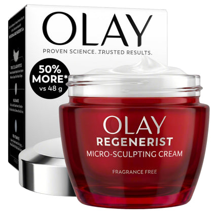Olay Face Moisturizer, Regenerist Micro-Sculpting Cream for Women, Fragrance-Free - Anti-Aging, Anti-Wrinkle, Firming Skin Care - Triple Collagen Cream, Peptide, Hyaluronic Acid, Niacinamide, 2.6oz Olay