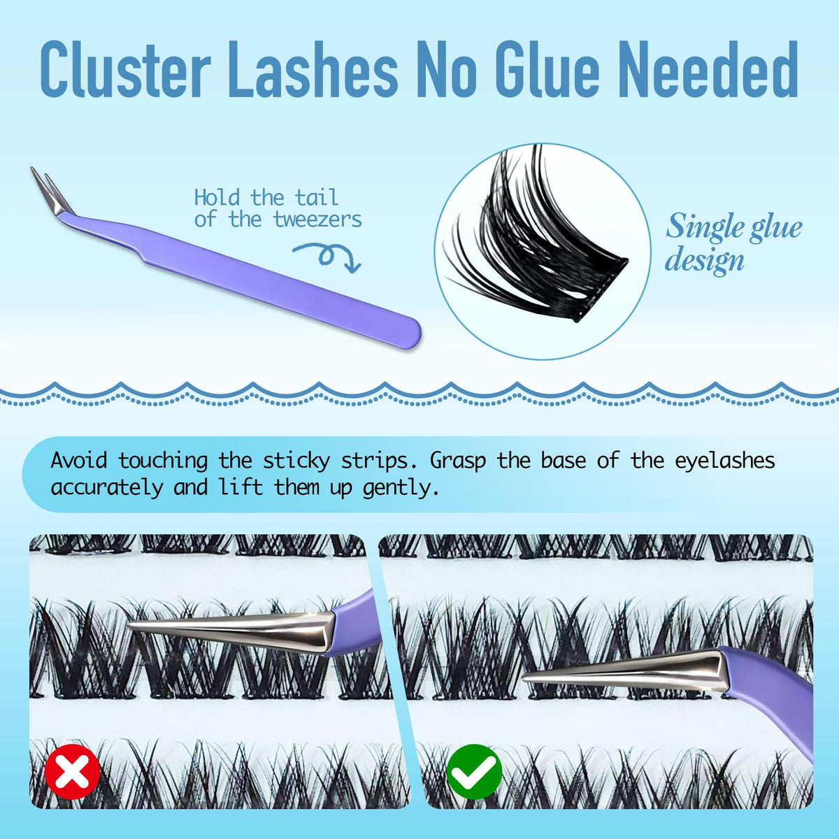 Uiheex Self Adhesive Lash Clusters Natural Self Adhesive Eyelashes,Pre glued Eyelash Clusters No Glue Needed Lashes Wispy,C- curly,DIY cluster eyelash extensions,8-14mm 120pcs Uiheex